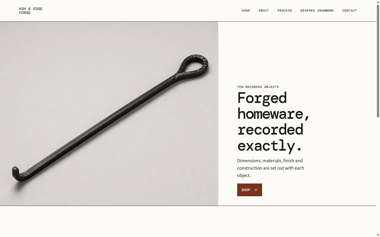 Ash & Edge Forge — accepted ecommerce demonstration screenshot