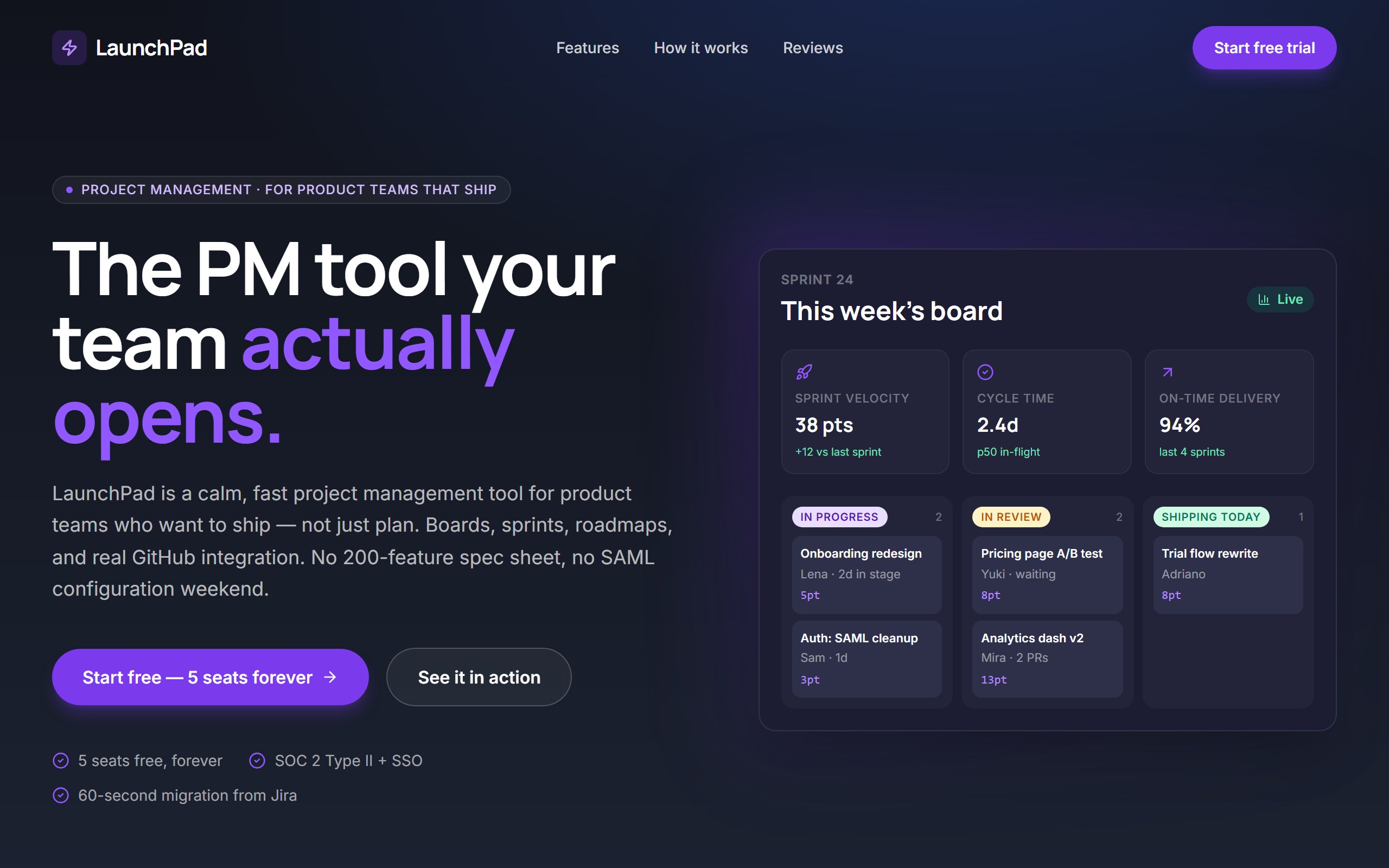 LaunchPad SaaS Landing preview made with DriftLess