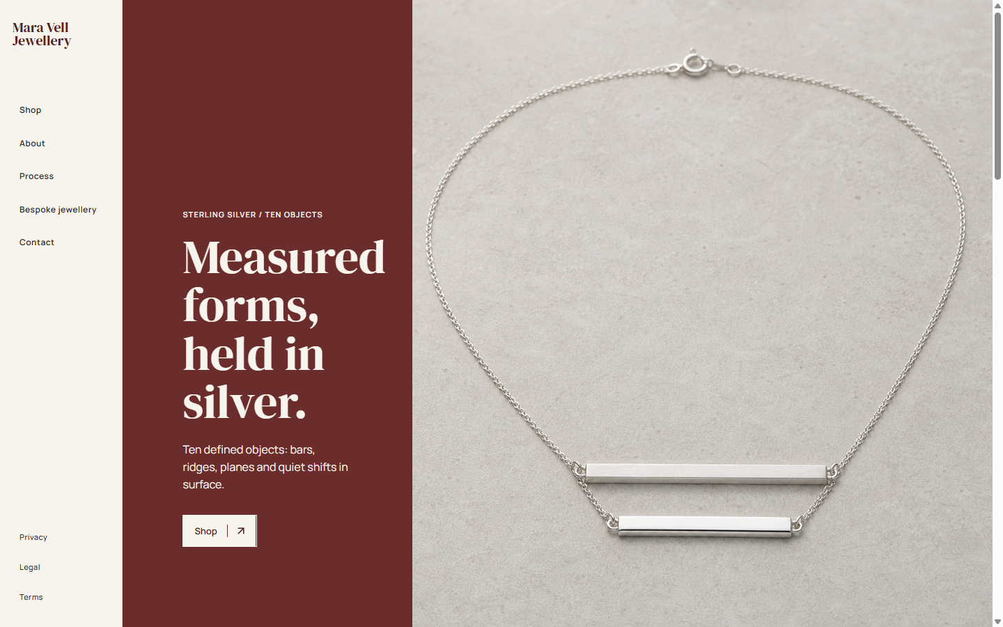 Mara Vell Jewellery — accepted ecommerce demonstration screenshot