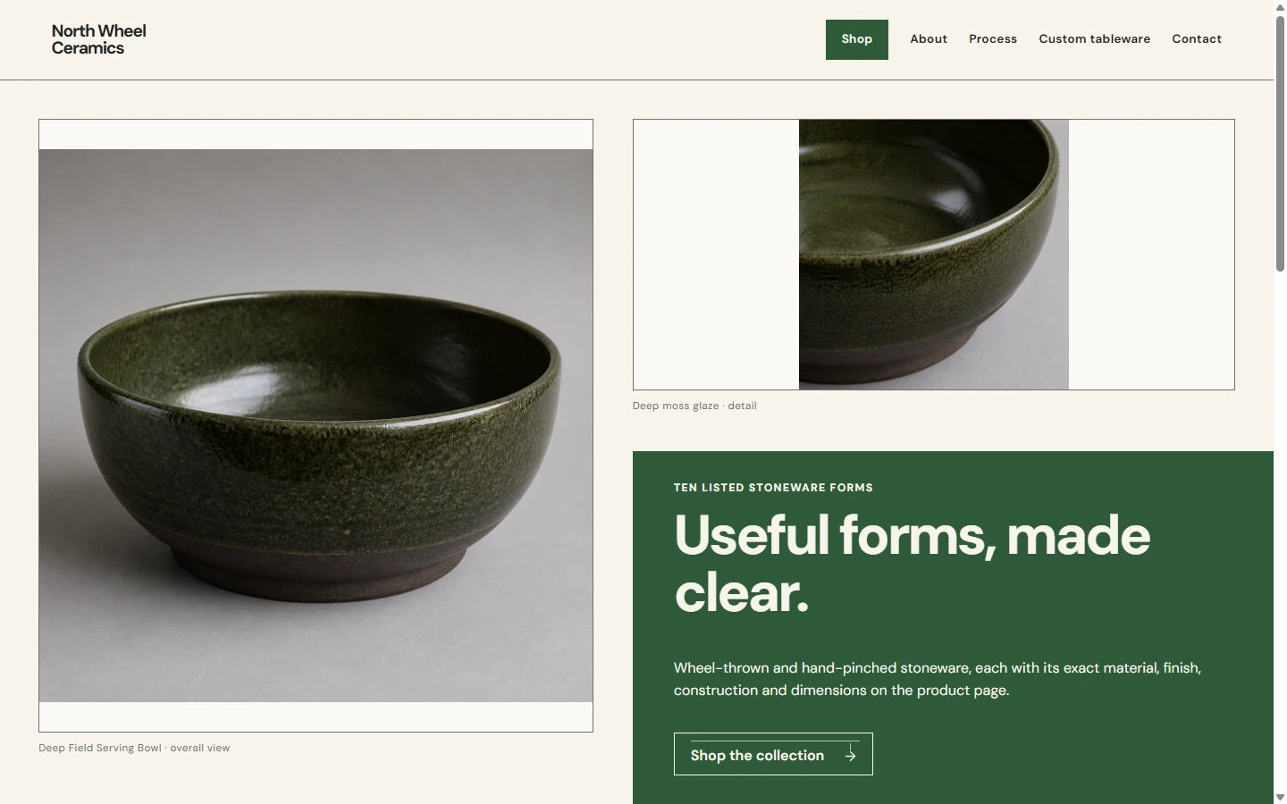 North Wheel Ceramics — Maker website screenshots