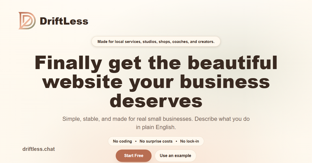 DriftLess homepage social preview